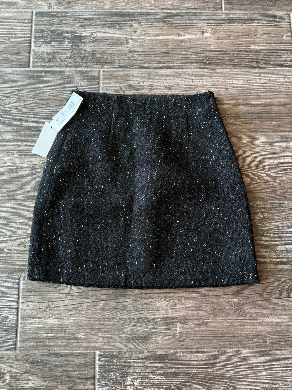Aritzia Babaton Black Little Tweed Gold Metallic Mini Skirt
